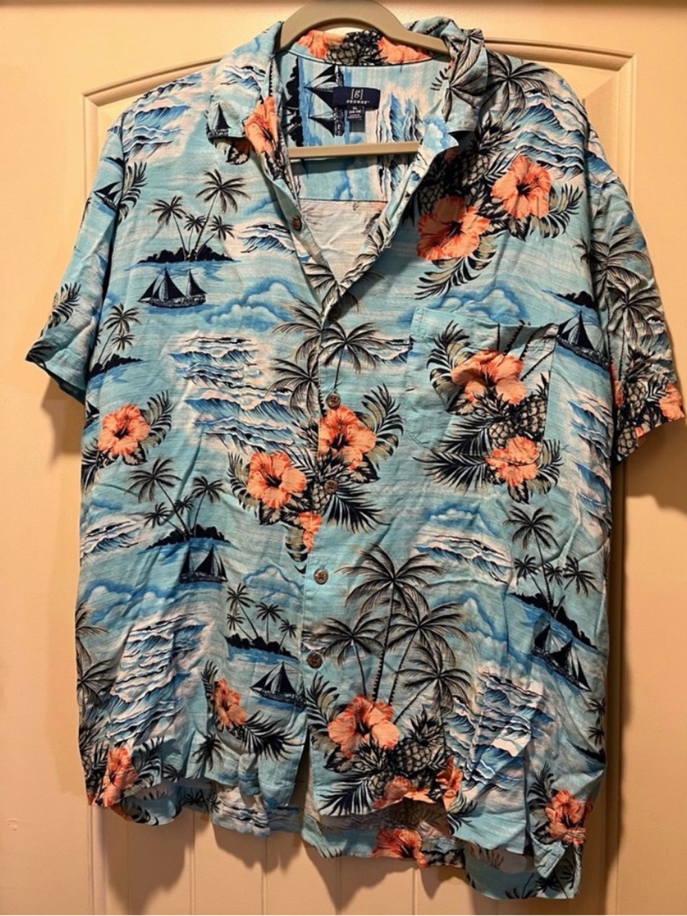 Casual Tropical Blue Floral Hawaiian Shirt